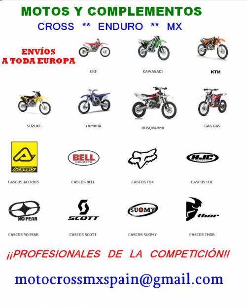 Venta de motos y complementos de cross y enduro nueva gama 2013