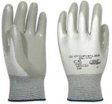 Guantes de nitrilo gris tratados sobre soporte, Planas