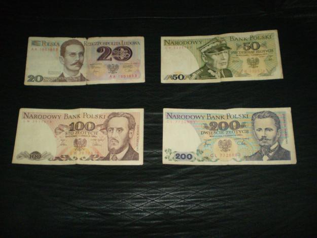 Lote de 4 Billetes polacos. Curso Legal