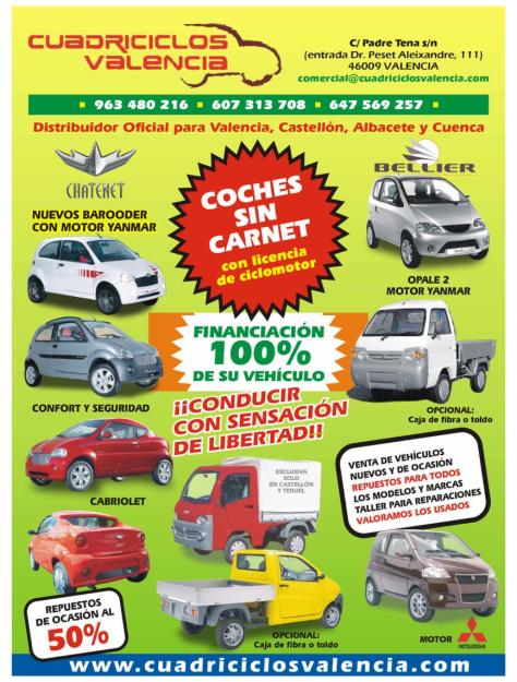 COCHES SIN CARNET        WWW,CUADRICICLOSVALENCIA.COM        TODAS LAS MARCAS DEL MERCADO