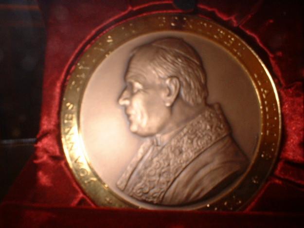 Original Vaticano Juan Pablo II Gran Medalla de bronce dorado 24kt.