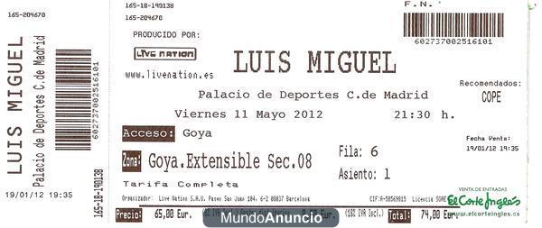 entrada concierto luis miguel