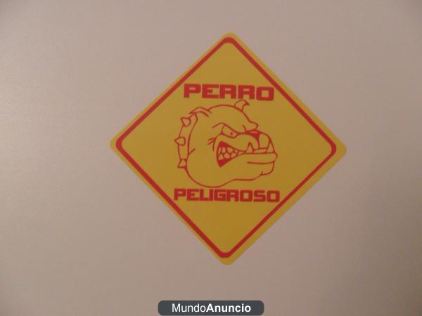 pegatina perro peligroso sticker adhesivo vinilo personalizado dog cristal puerta