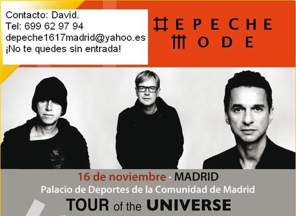 VENDO ENTRADAS DEPECHE MODE EN MADRID DE PISTA EL 16