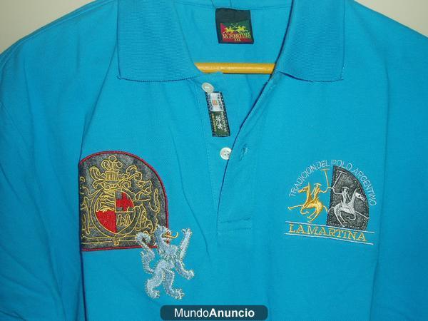 Polo LA MARTINA azul, talla XXL, mcorta, nuevo.