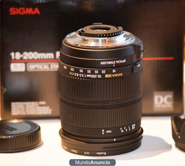 Se vende objetivo para nikon Sigma 18-200 3.5-6.3 OS DC