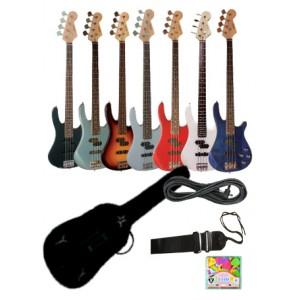 OFERTAS -SET BAJO ELECTRICO VISION JB 8 + FUNDA + CABLE + CORREA + PUAS - CALIDAD PRECIO