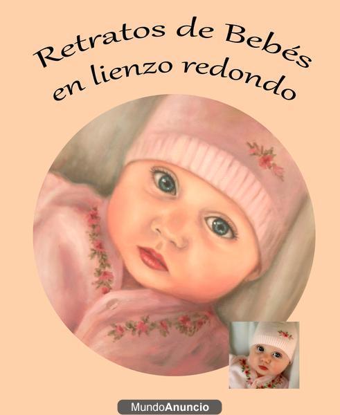 Se Hacen retratos de Bebés en lienzo redondo