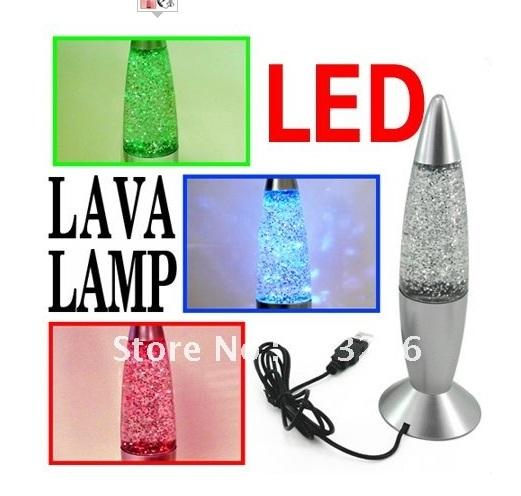 Lampara de Lava USB diseño particulas brillantes efecto relax