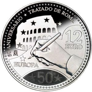 ¡OCASION! MONEDA DE PLATA DE 12 € 50 ANIVERSARIO TRATADO DE ROMA DEL AÑO 1997