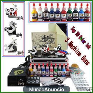 Tattoo kit 3 Maquinas 10 tintas con maletin A001