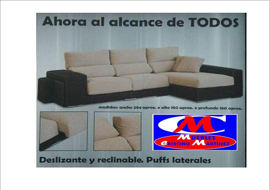 Chaiseslongue 3 plazas de 2,95cm reclinable y deslinzante