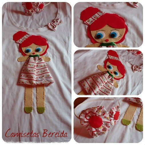 camisetas con apliques de muñecas