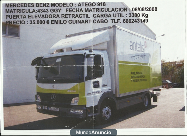 Camión Mercedes-Benz ATEGO 918 (Matr.2008). 3380kg