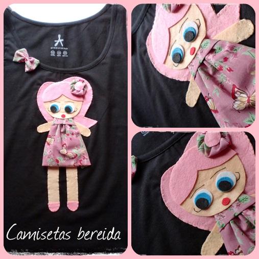 camisetas con apliques de fieltro y telas patchwork