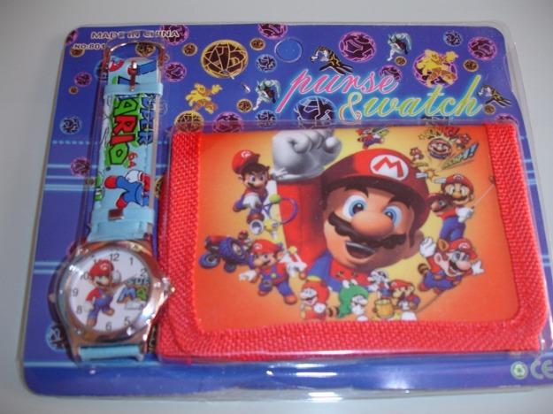 Mario bros reloj y cartera 2 x 1.