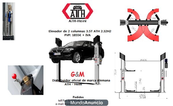 Elevador de coches 2 columnas 3.5T ATH 2.32H2 Marca Alemana