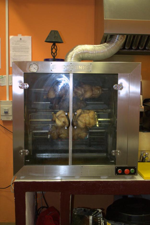 Horno asador de pollos al carbon o leña