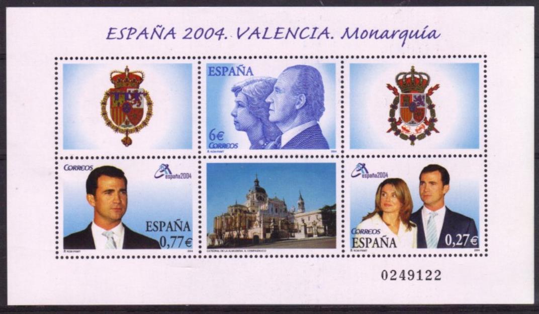 70 hojas  exp.mundial de filatelia 2004-val. monarquia