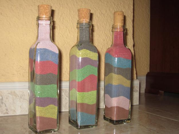 Botellas de arena de colores hechas a mano para decoración