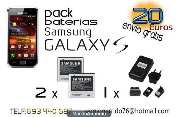 PACK 2 BATERIAS+1 CARGADOR SAMSUNG GALAXY S , S PLUS