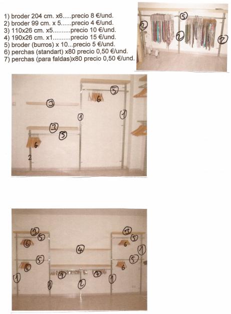 La construccion para colgar las ropas y  para las tiendas