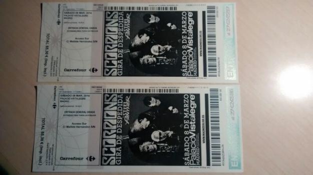 Entradas concierto Scorpions 8/3/2014