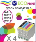 Pack 4 cartuchos compatibles EPSON T0711 / T0712 / T0713 / T0714 - mejor precio | unprecio.es