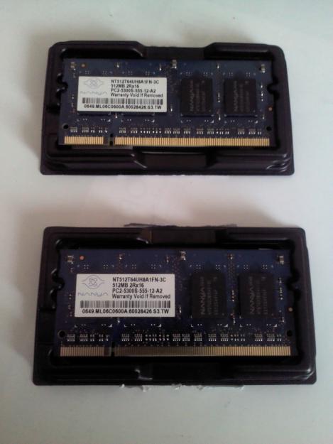 2 Memorias ram so dimm ddr2 512 mb cada una