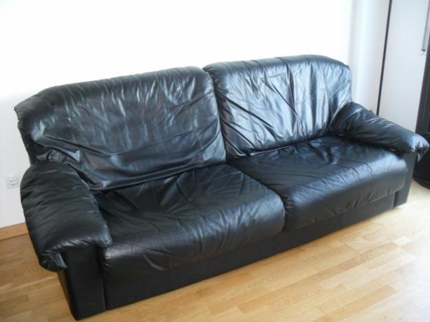 SOFA DE PIEL 3 PLAZAS (COLOR NEGRO)