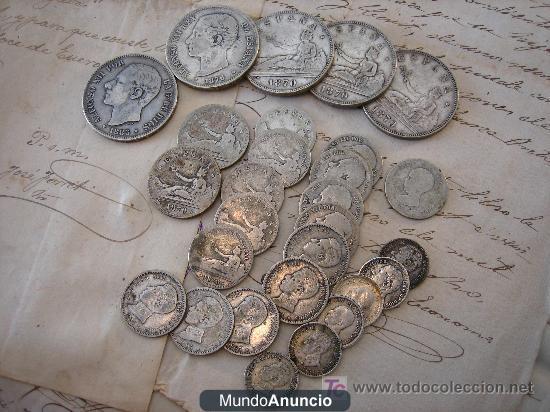 COMPRO DUROS DE PLATA, 2 PESETAS DE PLATA, 1 PESETA PLATA,  50 CENTIMOS DE PLATA, 200 PESETAS DE PLAYA Y 12 EUROS DE PLA