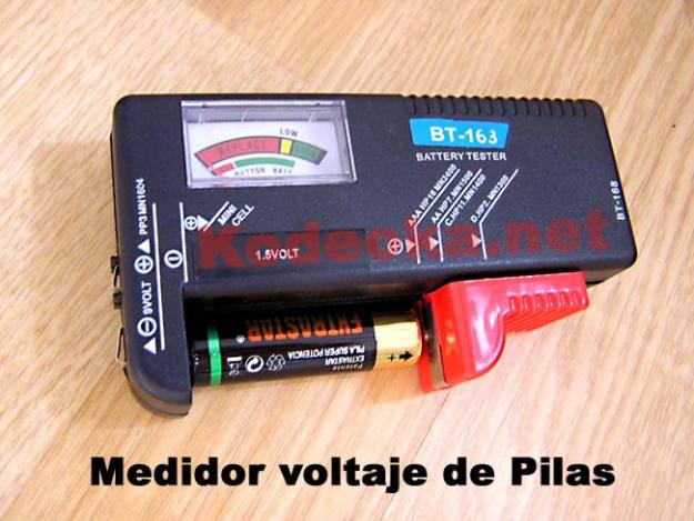 Medidor de pilas y baterias con indicador analogico