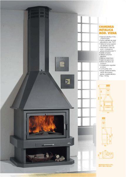 Chimenea frontal cerrada con leñera - VIENA