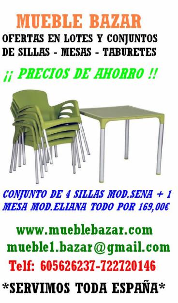 Oferta de 4 sillas mod.sena + 1 mesa mod.eliana ideal para hostelería