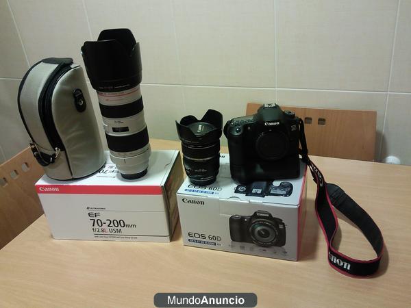 se vende canon 60D nueva con objetivos 70-200 2.8 !!