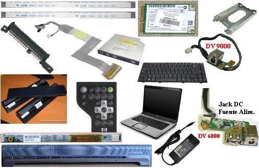 VISAGRAS DV9000, CARCASA, LCD, INVERTER, DC JACK, PANTALLAS, TECLADOS_MADRID