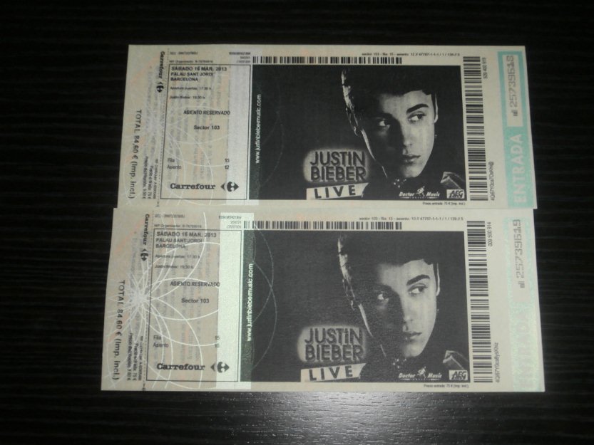 venta entradas concierto JUSTIN BIEBER barcelona 16/marzo