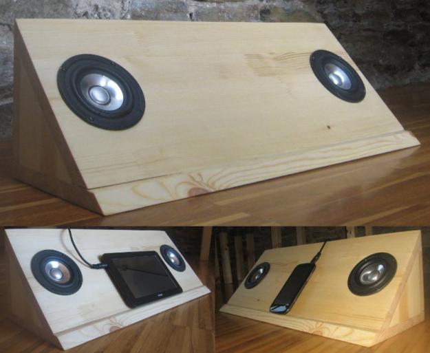 Atril de madera maciza con altavoces, recargable