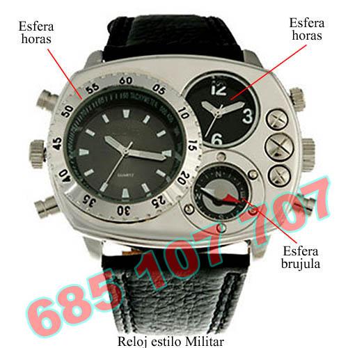 Reloj estilo militar comando con 3 esferas unisex