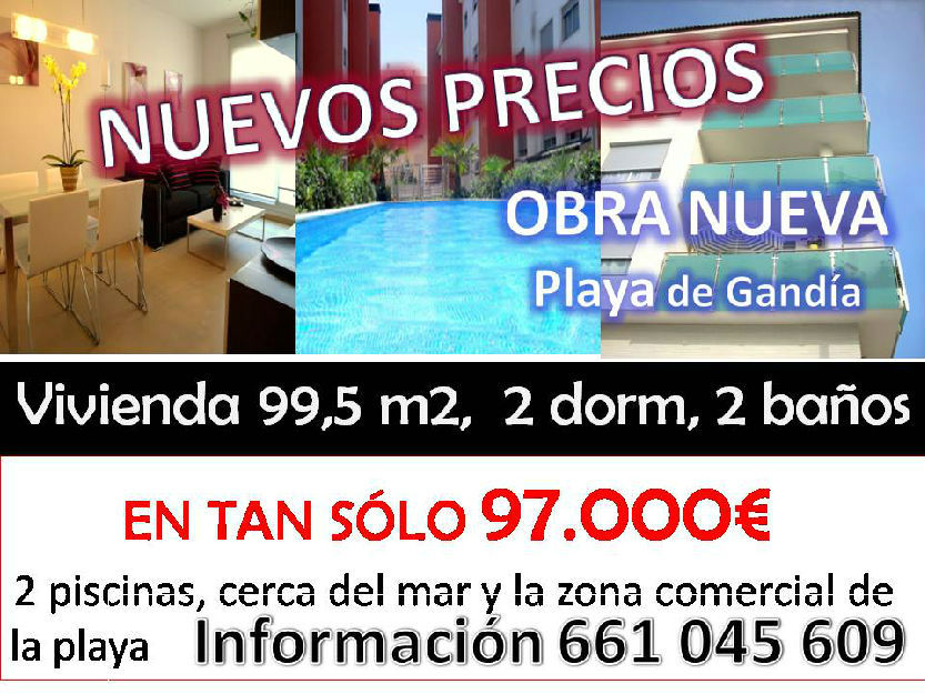 Chollo, playa de gandia obra nueva 97.000€