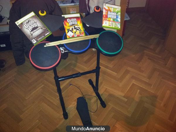 bateria del guitar hero + 3 juegos