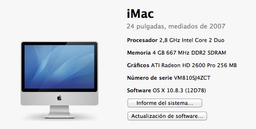 iMac 24 pulgadas, (mediados 2007), 2,8Ghz, Ram 4GB,