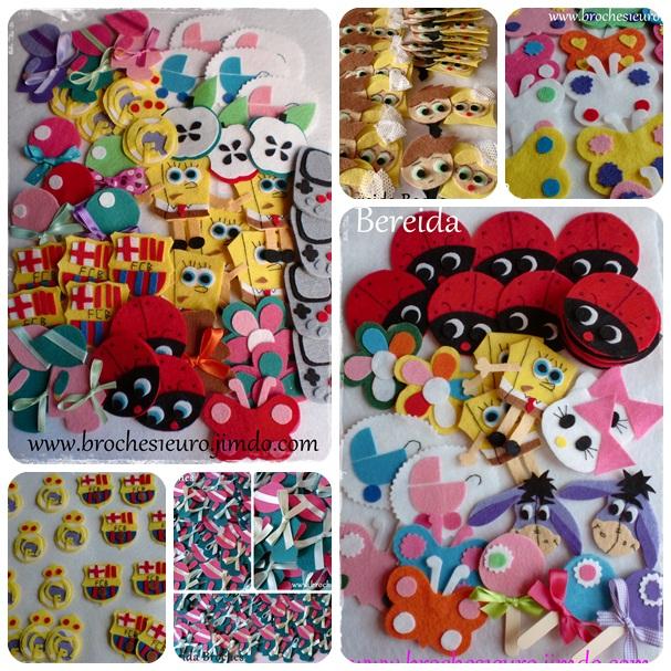 broches de fieltro variados a 1 y 2 euros