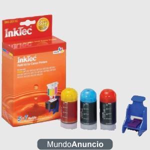 Kit recarga para cartuchos color Canon CL-211/811/513. 20 ml. x 3