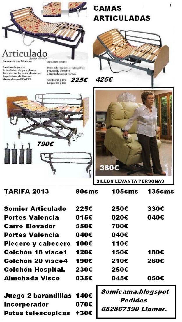 Cama Hospital para enfermos. Articulado, electrico.