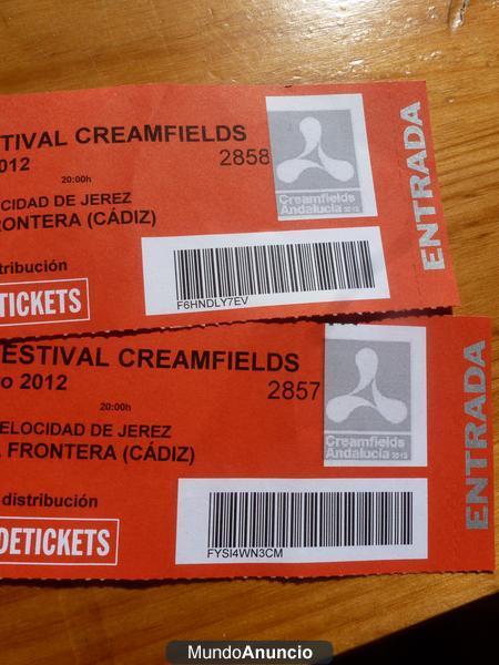 DOS ABONOS FESTIVAL CREAMFIELDS 110euros separados 55