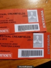 DOS ABONOS FESTIVAL CREAMFIELDS 110euros separados 55 - mejor precio | unprecio.es