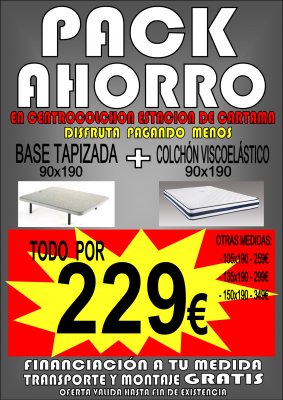 Colchón Viscoelástico+base tapizada SuperPromo