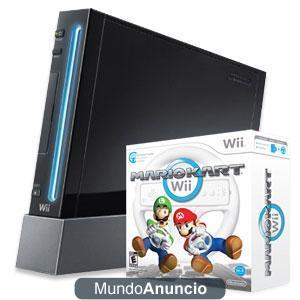 VENDO WII NEGRA+MARIO KART+2MANDOS+2VOLANTES SOLO HACE 2 MESES QUE ME LA COMPRE ESTA PERFECTA