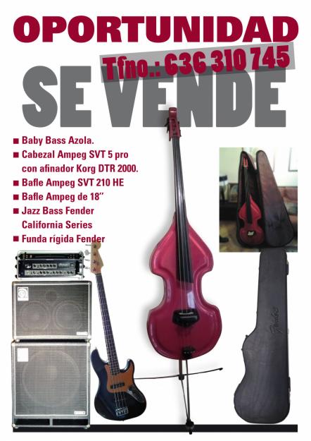 Oportunidad: Baby bass, bajo Fender, sonido y estuches